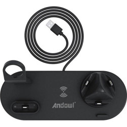 Andowl Q-L023 Wireless Multi-Function Charging Stand - Color: Black