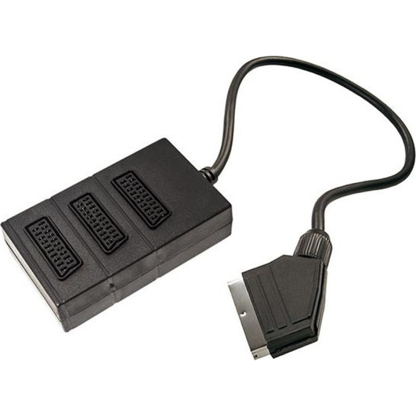 SCART Plug Male to 3 SCART Socket Female Adaptor Box Bulk