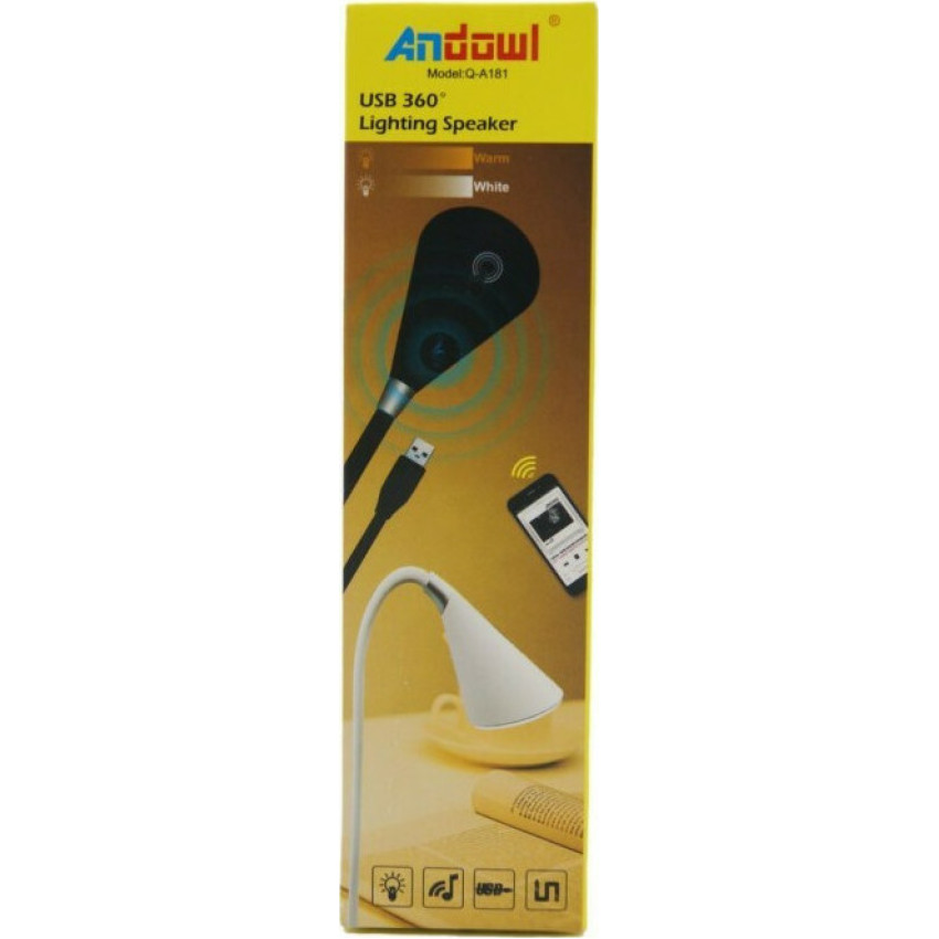 Andowl Q-A181 Επαναφορτιζόμενο Φανάρι USB LED με Ηχείο & Bluetooth - Χρώμα: Μαύρο