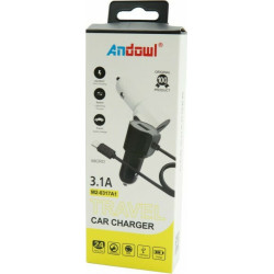 Andowl Car Charger One USB Port with Micro-USB Cable Color: White M2-0317A1