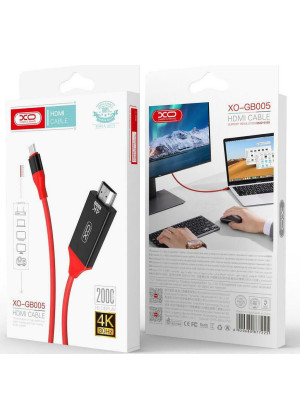 XO GB-005 HDMI 1.4 Cable HDMI male - USB-C male 2m - Χρώμα: Κόκκινο