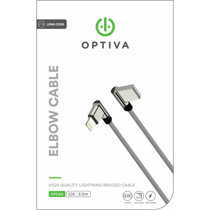 OPTIVA OPC23i Καλώδιο Angle (90°) USB σε Lightning 2m - Χρώμα: Μαύρο