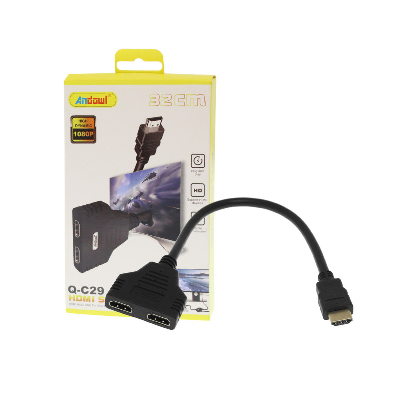 Andowl Q-C29 Μετατροπέας HDMI Male σε HDMI 2x Female - Χρώμα: Μαύρο