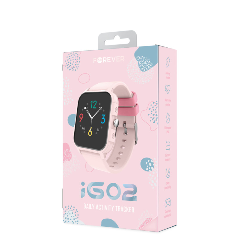 Forever IGO2 JW-150 Παιδικό Smartwatch με GPS & Καουτσούκ / Πλαστικό Λουράκι - Χρώμα: Κοραλί