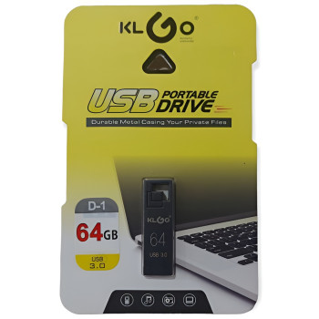 KLGO D-1 USB 2.0 3.0 Flash Disk Pendrive 64GB - Χρώμα: Ασημί