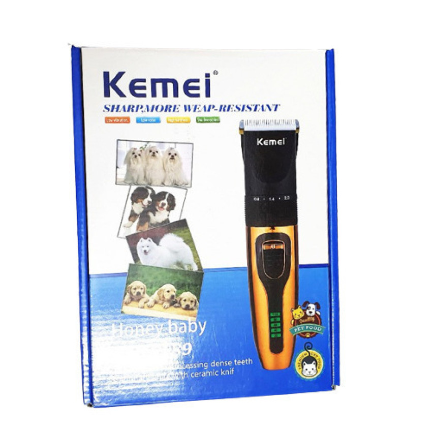 Kemei KM-6189 Επαναφορτιζόμενη Κουρευτική Μηχανή Σκύλων - Χρώμα: Χρυσό