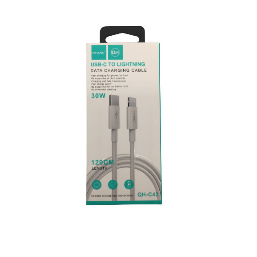 QIHANG QH-C42 30W USB 3.2 Καλώδιο USB-C Male σε Lightning 1.2m - Χρώμα: Άσπρο