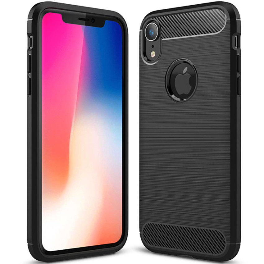 Θήκη Πλάτης Σιλικόνης Carbon για Apple iPhone XR - Χρώμα: Μαύρο