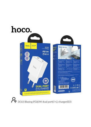 Hoco DC63 Φορτιστής Χωρίς Καλώδιο με 2 Θύρες USB-C 20W Power Delivery / Quick Charge 3.0 - Χρώμα: Λευκό