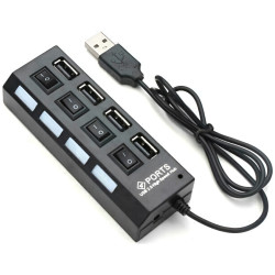 4 Port USB 2.0 HUB Support 500GB Hi-Speed ​​- Color: Black