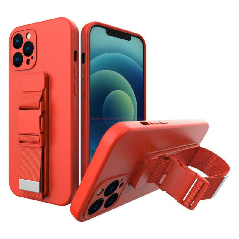 Θήκη Hurtel Rope Back Cover Σιλικόνης για iPhone 12 Pro  - Χρώμα: Κόκκινο