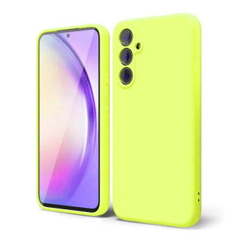 Θήκη Πλάτης Σιλικόνης Απλή για Samsung Galaxy A14 - Χρώμα: Κίτρινο Φωσφοριζέ