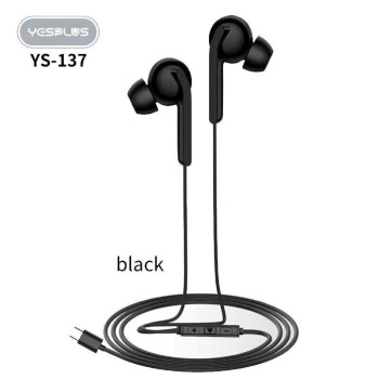 YESPLUS YS-137 Ακουστικά με Βύσμα Type-C με Κουμπιά Έντασης Ήχου & Έντασης - Χρώμα: Μαύρο