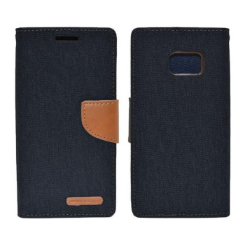 Θήκη Βιβλίο Goospery Canvas Diary με Κλίπ για Samsung Galaxy S9 - Χρώμα: Σκούρο Μπλε / Καφέ