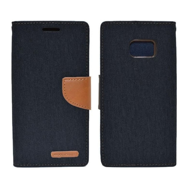 Θήκη Βιβλίο Goospery Canvas Diary με Κλίπ για Samsung Galaxy S9 - Χρώμα: Σκούρο Μπλε / Καφέ