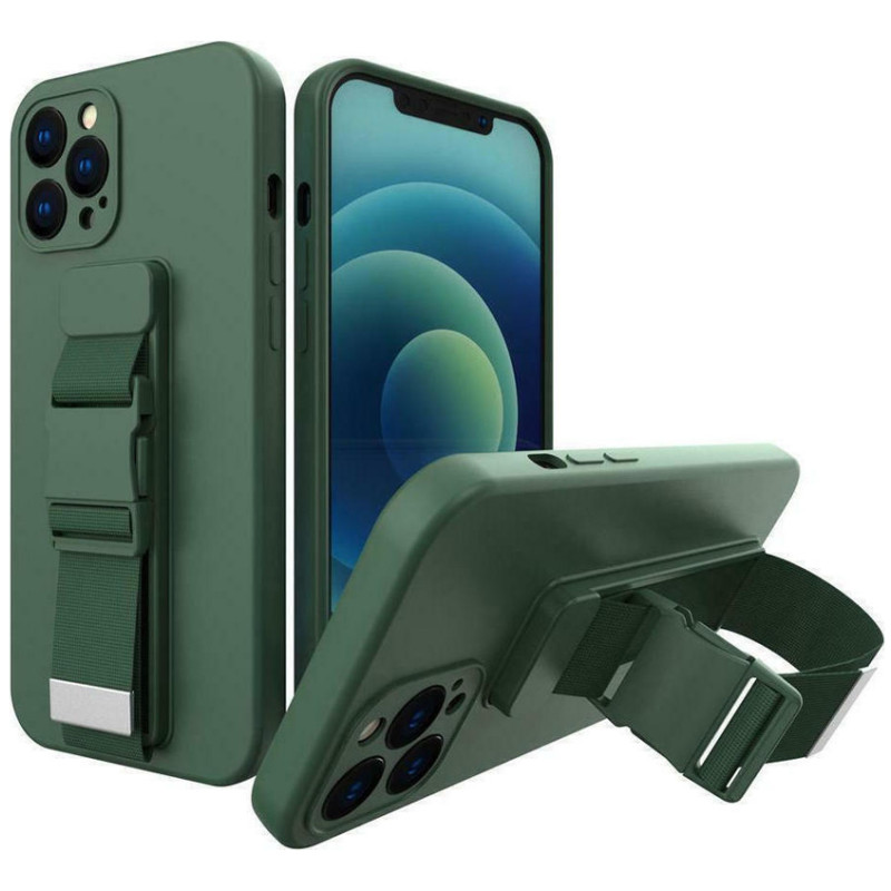 Θήκη Σιλικόνης Πλάτης με Ζώνη για Samsung Galaxy A22 5G - Χρώμα: Σκούρο Πράσινο