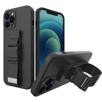 Θήκη Σιλικόνης Πλάτης με Ζώνη για iPhone 11 - Χρώμα: Μαύρο