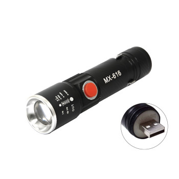 Επαναφορτιζόμενος Μίνι Φακός LED T6-18000W με Μέγιστη Φωτεινότητα 500lm με USB - Χρώμα: Μαύρο Επαναφορτιζόμενος Μίνι Φακός LED T6-18000W με Μέγιστη Φωτεινότητα 500lm με USB - Χρώμα: Μαύρο