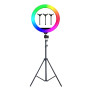 GREEN LYCA G-1498 Ring Light RGB με Τρίποδο & Βάση για Κινητό 14'' - Χρώμα: Μαύρο