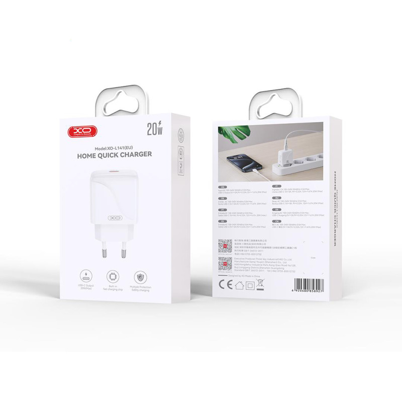 XO-L141 Φορτιστής Ταχείας Φόρτισης PD 20W - Χρώμα: Λευκό