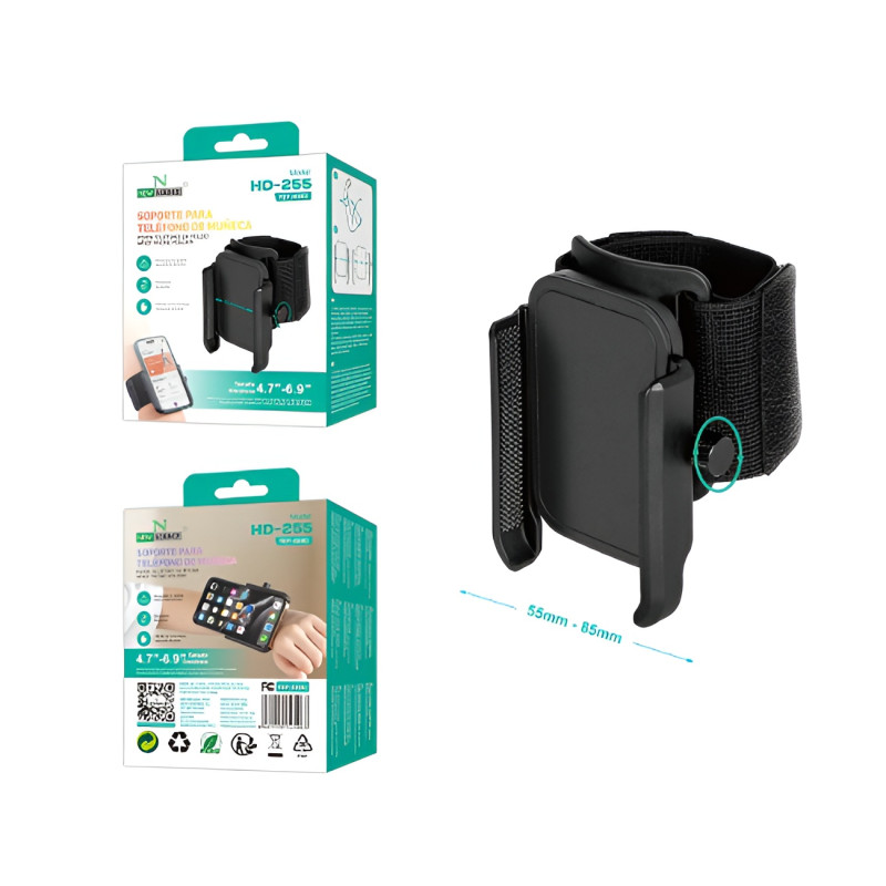 NEW SCIENCE HD-255 Ρυθμιζόμενη Βάση Κινητού 4.7''–6.9'' για Καρπό - Χρώμα: Μαύρο