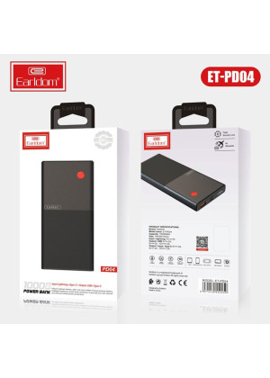 Earldom ET-PD04 PowerBank με Θύρα USB-A & Θύρα USB-C 10000mAh - Χρώμα: Μαύρο