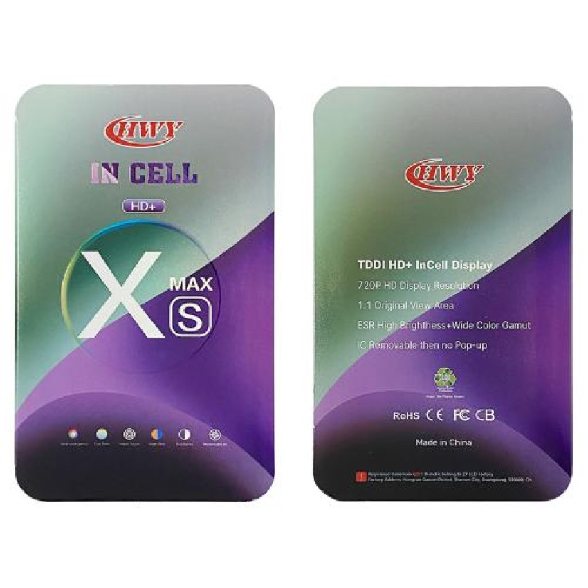 Incell Οθόνη LCD HD+ με Μηχανισμό Αφής HWY για iPhone XS Max - Χρώμα: Μαύρο