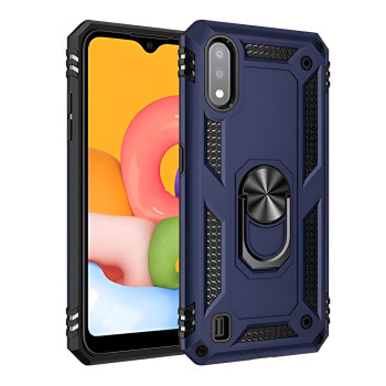 Σκληρή Θήκη Πλάτης Armor με Βάση Στήριξης για Samsung Galaxy A01 - Χρώμα: Σκούρο Μπλέ