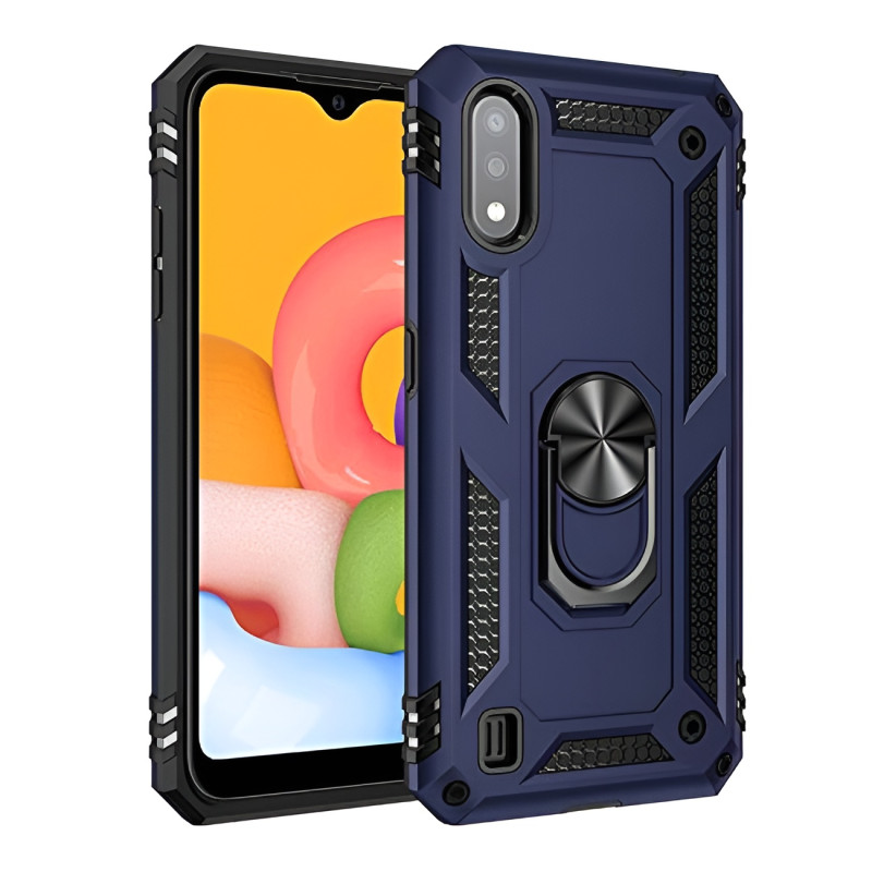 Σκληρή Θήκη Πλάτης Armor με Βάση Στήριξης για Samsung Galaxy A01 - Χρώμα: Σκούρο Μπλέ