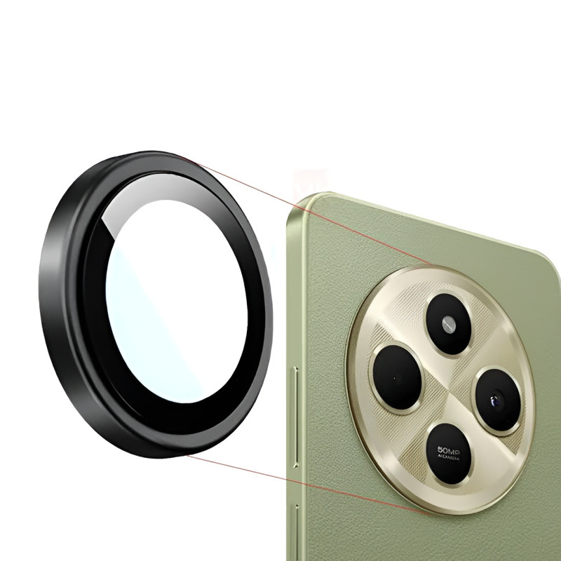 Full Glue Tζαμάκι Προστασίας Πίσω Κάμερας με Μεταλλικό Πλαίσιο για Xiaomi Redmi 14C - Χρώμα: Μαύρο