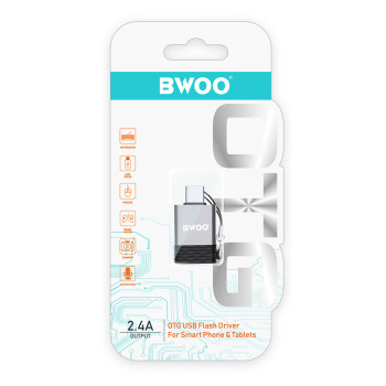 BWOO BZ35 Μετατροπέας USB-C Male σε USB-A Female 2.4A - Χρώμα: Γκρι