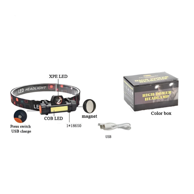Μίνι Επαναφορτιζόμενος Φακός LED Κεφαλής High Power Headlamp T2 180131 - Χρώμα: Μαύρο