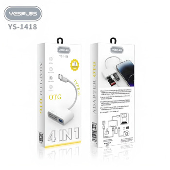 YESPLUS YS-1418 Προσαρμογέας OTG Adapter Lightning 4 σε 1 - Χρώμα: Λευκό