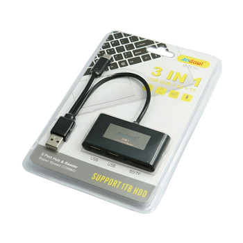 Andowl Q-JC86 USB 2.0 Hub 3 Θυρών με Σύνδεση USB-A - Χρώμα: Μαύρο