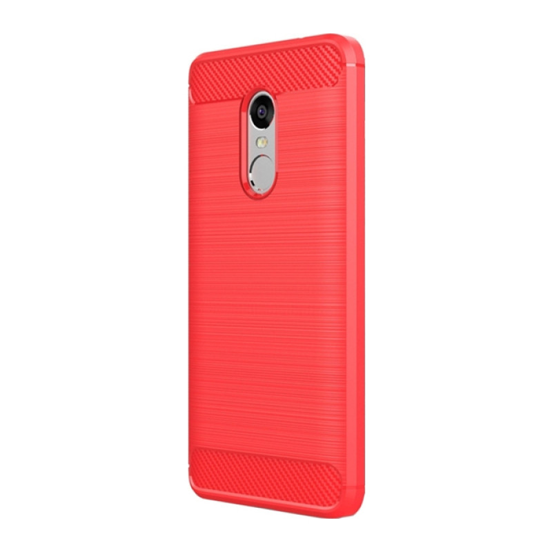 Θήκη Πλάτης Σιλικόνης Carbon για Xiaomi Redmi Note 4/Note 4X - Χρώμα: Κόκκινο