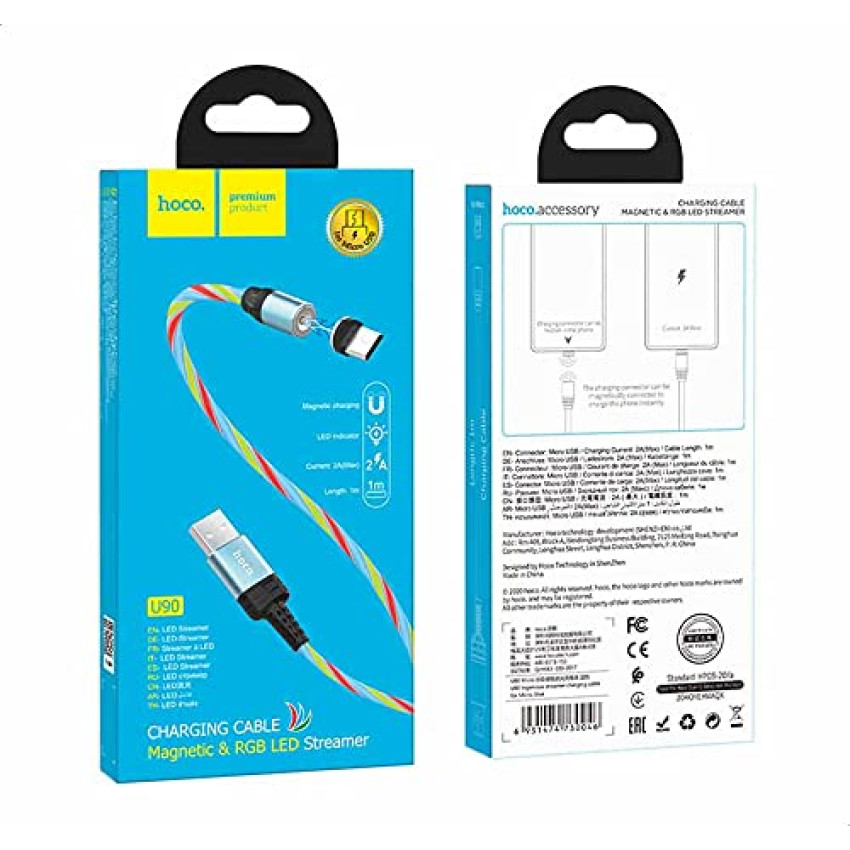 Hoco U90 ''Ingenious Streamer" Καλώδιο USB σε Micro USB - Χρώμα: Μπλε