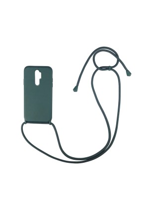 Θήκη Πλάτης Σιλικόνης με Λουράκι για Xiaomi Redmi 9 - Χρώμα: Σκούρο Πράσινο