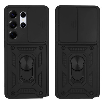 Σκληρή Θήκη Πλάτης Armor με Βάση Στήριξης για Samsung Galaxy S26 Ultra - Χρώμα: Μαύρο