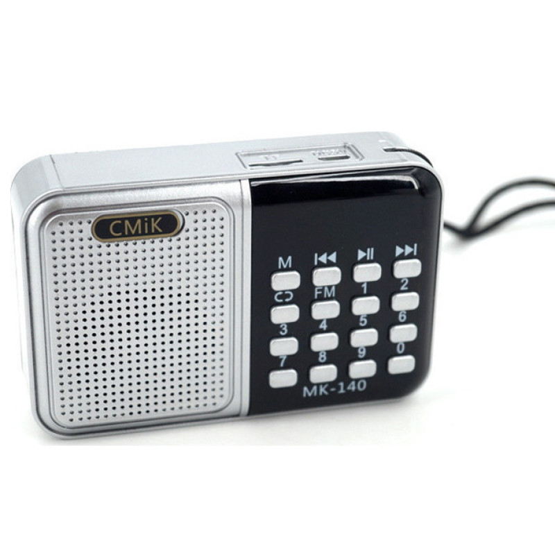 CMiK MK-140 Μίνι Επαναφορτιζόμενο Ραδιοφωνάκι με USB - Χρώμα: Ασημί