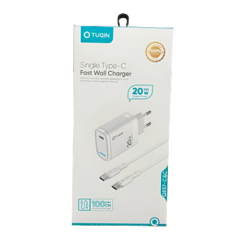 TUQIN QE57 C&C 20W Φορτιστής Γρήγορης Φόρτισης με Θύρα USB-C & Καλώδιο Type-C σε Type-C 1m - Χρώμα: Λευκό
