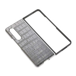 360 Full Cover S2 Plastic Leather Case Set with Tempered Glass for Samsung Galaxy Z Fold 3 Color: Grey