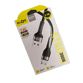 KLGO S-106 Καλώδιο Φόρτισης & Μεταφοράς Δεδομένων USB-A σε Lightning 2.4A 3m - Χρώμα: Μαύρο