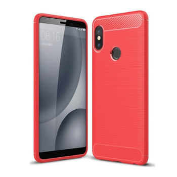 Θήκη Πλάτης Σιλικόνης Carbon για Xiaomi Redmi Note 5 - Χρώμα: Κόκκινο
