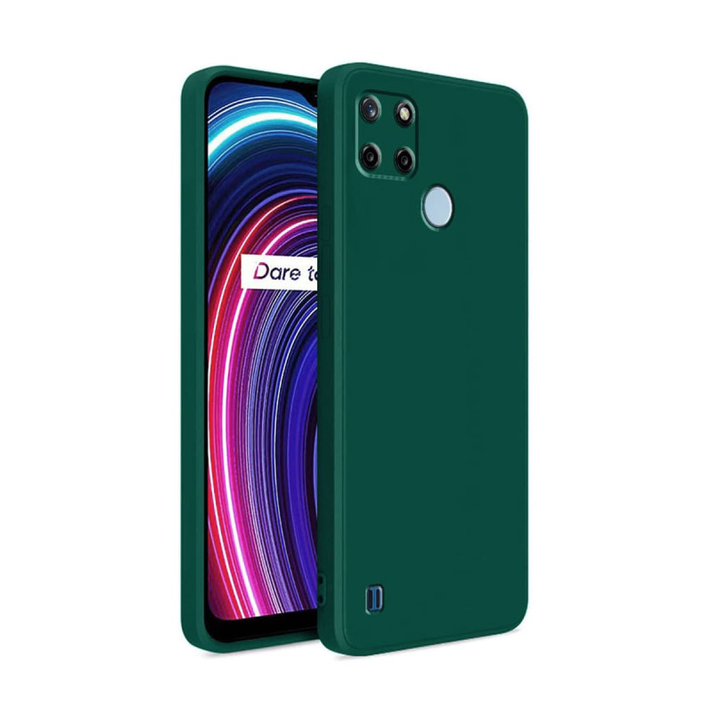 Θήκη Πλάτης Σιλικόνης Απλή για Realme C21Y/C25Y - Χρώμα: Σκούρο Πράσινο