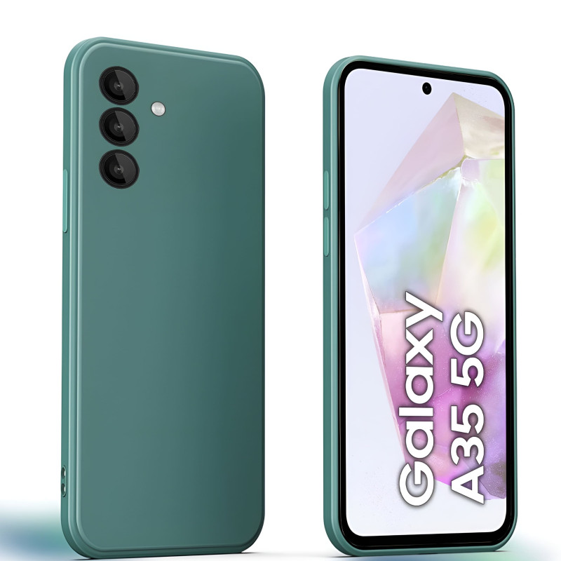 Θήκη Πλάτης Σιλικόνης Soft για Samsung Galaxy A35 - Χρώμα: Σκούρο Πράσινο