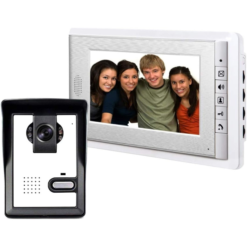 Wired Video Intercom Doorbell System 7 Inches LCD Monitor Video Door Phone Kits Support Monitoring,Unlock Dual-Way Door Intercom for Villa