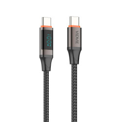 VIDVIE CB4037C&C 100W Type-C to Type-C Charging & Data Transfer Cable with LED Display 1.2m - Color: Black