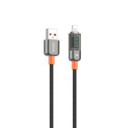 VIDVIE CB4035i 3A USB-A to Lightning Charging & Data Transfer Cable with LED Display 1.2m - Color: Black