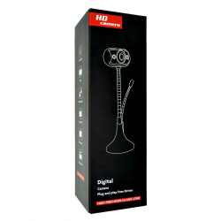 USB Web Camera for PC with Embedded Microphone 1080P with Flexible Support Base Arm - Color: Black