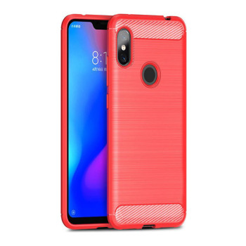 Θήκη Πλάτης Σιλικόνης Carbon για Xiaomi Redmi Note 6 - Χρώμα: Κόκκινο